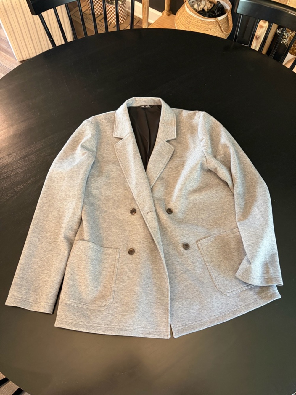 RHONE Black Body Jacket with Light Gray Knit Collar